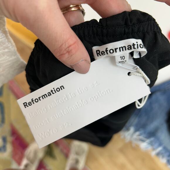 NEW $168 Reformation Black Button Strapless Blazer Tank Tonya Top w/ Pockets 10 - Picture 7 of 7